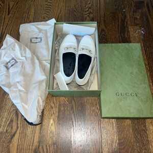 Gucci Slim White Horsebit Loafer Size 36.5